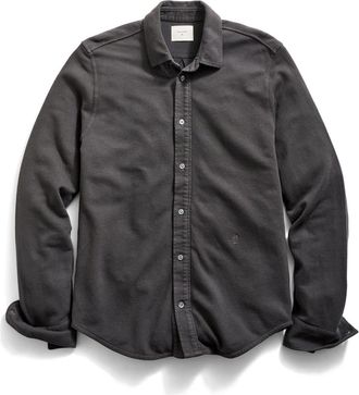 Billy Reid Yellowhammer Cotton & Linen Knit Button-Up Shirt in Asphalt at Nordstrom, Size Xx-Large