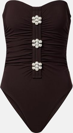 Karla Colletto Maya embellished bandeau swimsuit