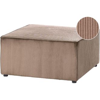Beliani Ottoman Sand Beige Corduroy Upholstered Square Footstool Modern Design LEMVIG