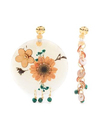 Amir Slama floral-appliqu&eacute; drop earrings - Neutrals