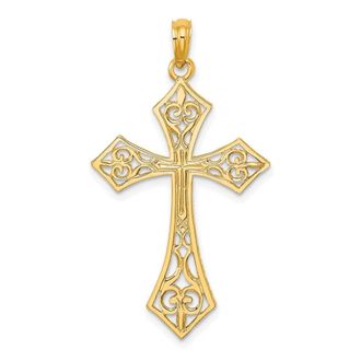 Diamond2Deal 10k Yellow Gold Filigree Cross Charm