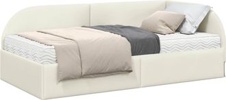 vidaXL Estructura De Cama Esquina Con Colch&oacute;n 2 Uds. Crema 90 X 190 Cm Vidaxl