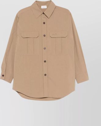 Parosh casual box-pleat detail collared neck top