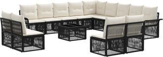 vidaXL Conjunto De Sof&aacute;s De Jard&iacute;n 14 Uds. Negro Rat&aacute;n Sint&eacute;tico Vidaxl
