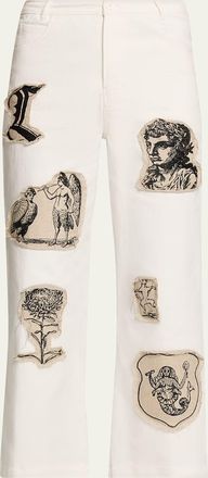 Libertine - Libertine Graphic Patches Kickflare-leg Ankle Jeans