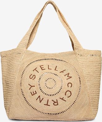 Stella McCartney H&auml;kel-Shopper aus Bast Stella Logo Large