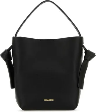 Jil Sander Black Leather Mini Knot Handbag