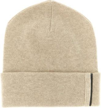 Brunello Cucinelli Monili-Trim Kasjmier Muts - Dames - Hoeden - Beige - M - Kasjmier - Accessoires