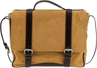 Dries Van Noten Tan Suede Contrast Leather-Trimmed Shoulder Bag