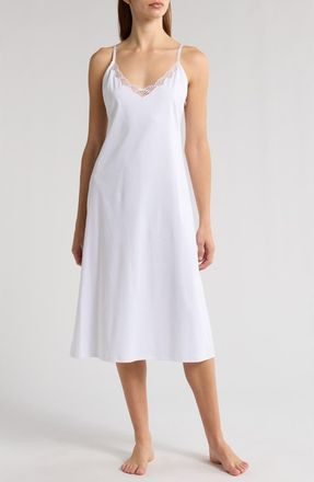 Natori Bliss Serenity Lace Trim Nightgown in White at Nordstrom, Size X-Small