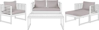 Beliani Beliani - Conjunto De Fundas De Coj&iacute;n Para Exterior Cojines De Asiento Y Respaldo Gris Bermuda