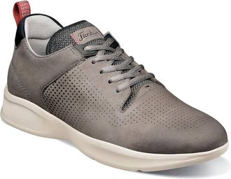 Florsheim Mens Studio Perf Lace-Up Sneaker In Gray Nubuck/white Sole