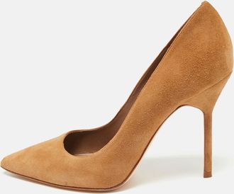 Carolina Herrera Size 38 Brown Suede Pointed Toe Pumps