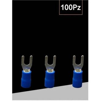 Trade Shop Trade Shop - Set 100 Pz Capicorda A Forcella A Crimpare Per Cavi 4 A 6 Mm&sup2; Isolato M4 Sv5.5-4 - Azul