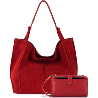 The Sak Los Feliz Large Tote Leather Bag & Iris Smartphone Bundle in Scarlet Suede at Nordstrom