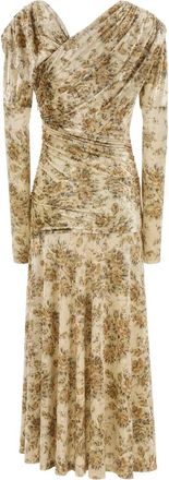 Ganni Womens Printed Velvet Dress Cloudcream Abiti