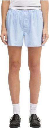 Sporty & Rich Serif Logo Gym Shorts - Dames - Bermuda - Blauw - XS - Katoen - Korte Broeken