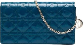 Dior Pre-owned Wallet on Chain - Dames - Vintage Schoudertas - Blauw - ONE Size - Leer - Vintage