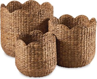 Best Choice Products Scalloped 3PC Water Hyacinth Nesting Baskets
