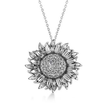 Allurez Sunflower Diamond Pendant Necklace 14k in 0.38Ct,white Gold at Nordstrom, Size 18