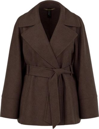 Marc Cain Korte wollen jas - Dames - Jas met riem - Bruin - XL - Wol - Jassen