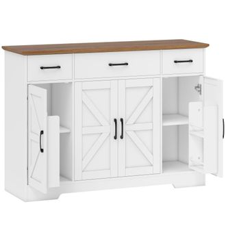 HOMCOM Aparador de cocina 120x38x87 cm blanco y nogal
