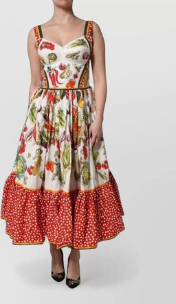 Dolce & Gabbana cotton sleeveless vegetable print midi dress