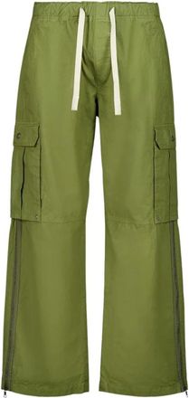 Palm Angels Curved Logo Cargo Pants - Heren - Wijde Broeken - Groen - M - Katoen - Broeken