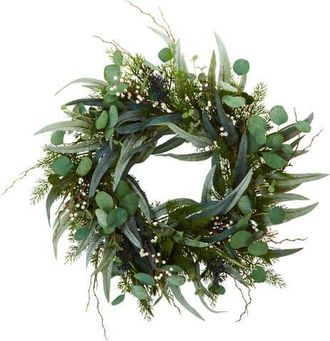 Nearly Natural 24-in Eucalyptus and Mixed Greens Artificial Wreath at Nordstrom
