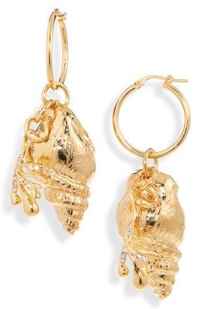 Oscar De La Renta Coral & Shell Charm Hoop Earrings in Gold at Nordstrom Rack