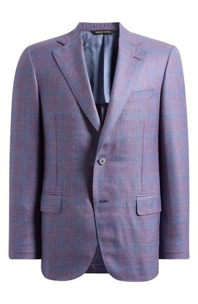 Samuelsohn Purple & Blue Plaid Slub Wool Blend Sport Coat in Lilac at Nordstrom, Size 48 Regular