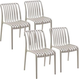 TecTake Garden chairs Alcudia - durable, stackable & weather-resistant in Taupe | Size: 4 Person