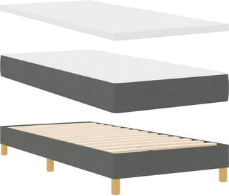 vidaXL Box Spring Bed with Mattress Dark grey 90 x 200 cm Fabric Vidaxl