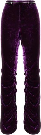 Gucci Wide Trousers, female, Purple, Size: XS High Waist Velvet Pant