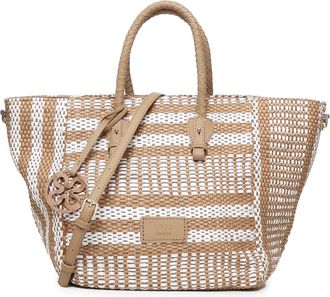 V&deg; 73 Stijlvolle Winkelmand met Logopatch - Dames - Shoppers - Beige - ONE Size - Tassen
