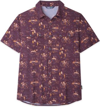 Stio | Mens Shifter Shirt Short Sleeve, Size Extra Large in Aubergine Ride WY