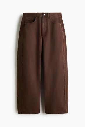 H&M Barrel Regular Waist Jeans in Brown at Nordstrom, Size 14
