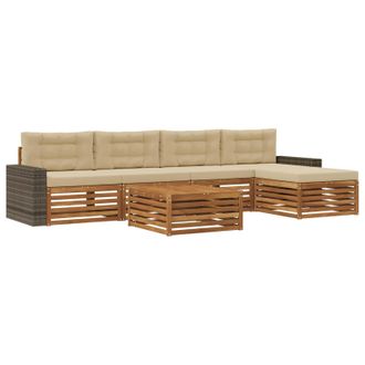 vidaXL Conjunto De Sof&aacute;s De Exterior 6 Pcs Natural Y Beige Vidaxl