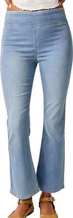 Free People Womens In My Feelings Cropped Slim Flare Jeans In Bermondsey Blue