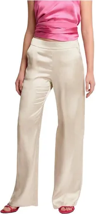 Kocca Broeken, Dames, Wit, XL, Chic Licht Uitlopende Geklede Broek