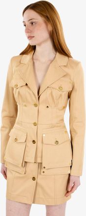 Elisabetta Franchi Giacca in gabardina di cotone con tasconi cammello