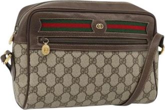 Gucci Pre-owned Vintage GG Canvas Shoulder Bag - Dames - Vintage Schoudertas - Beige - ONE Size - Leer - Vintage