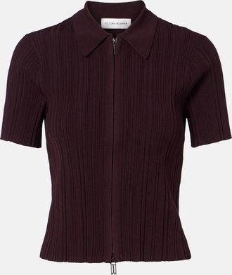 Victoria Beckham Ribbed-knit zip-up top