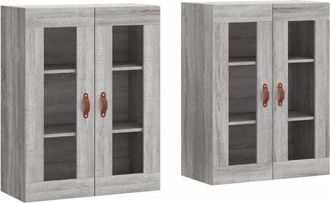 vidaXL Wall Mounted Cabinets 2 pcs Grey Sonoma Engineered Wood Vidaxl