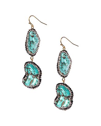 Eyecandy LA Eye Candy La Stormy Sea Turquoise Two Tier Drop Hook Earring