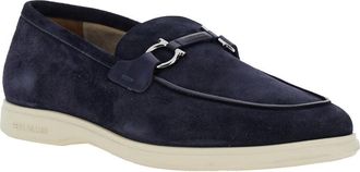 Ferragamo Mens Blue Loafers With Metallic Hooks Calf