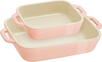 Staub Juego De 2 Fuentes Rectangulares Staub Cooking, Color Rosa Claro