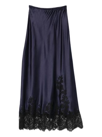 Carine Gilson lace-detail silk skirt pyjama - Blue