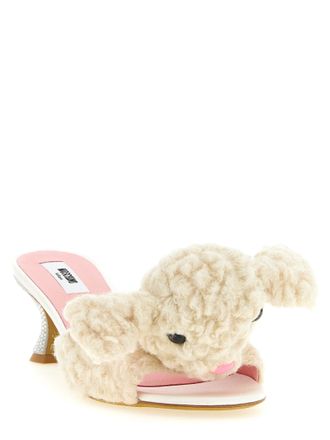 Moschino Wool Blend Sheep Appliqu&eacute; Mule - White
