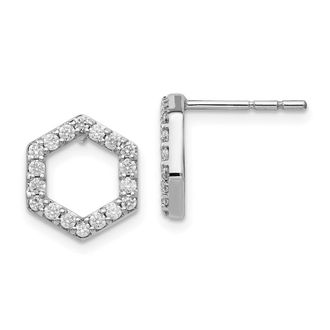 Diamond2Deal 1/2 ct Lab Grown Diamond Hexagon Stud Earrings 14k Gold VS Clarity, D-E Color